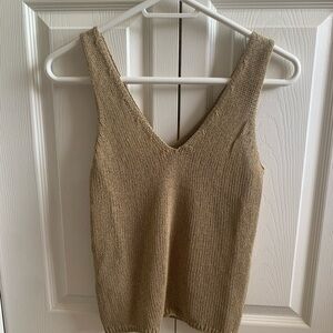 Mango Women's Tan Knit Sleeveless Top S